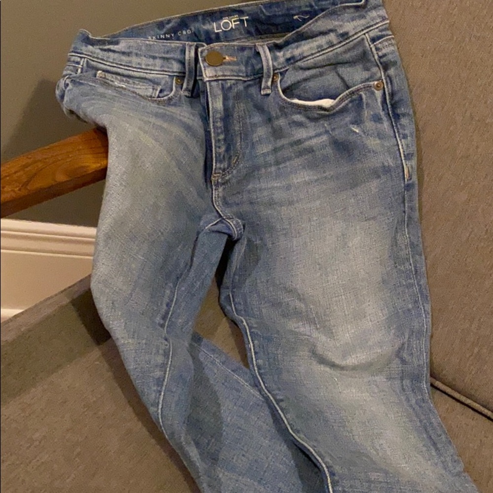 Loft Relaxed fit distressed crop jeans